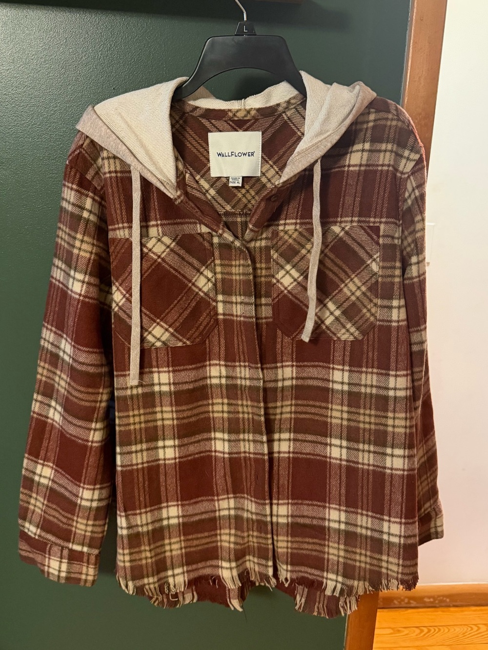 Wallflower Brown Plaid Hooded Jacket